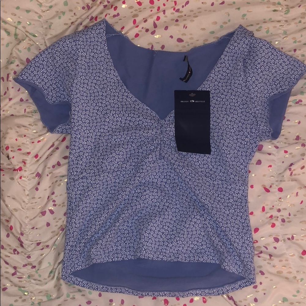 SOLD - Blue White Daisy Brandy Melville Top
